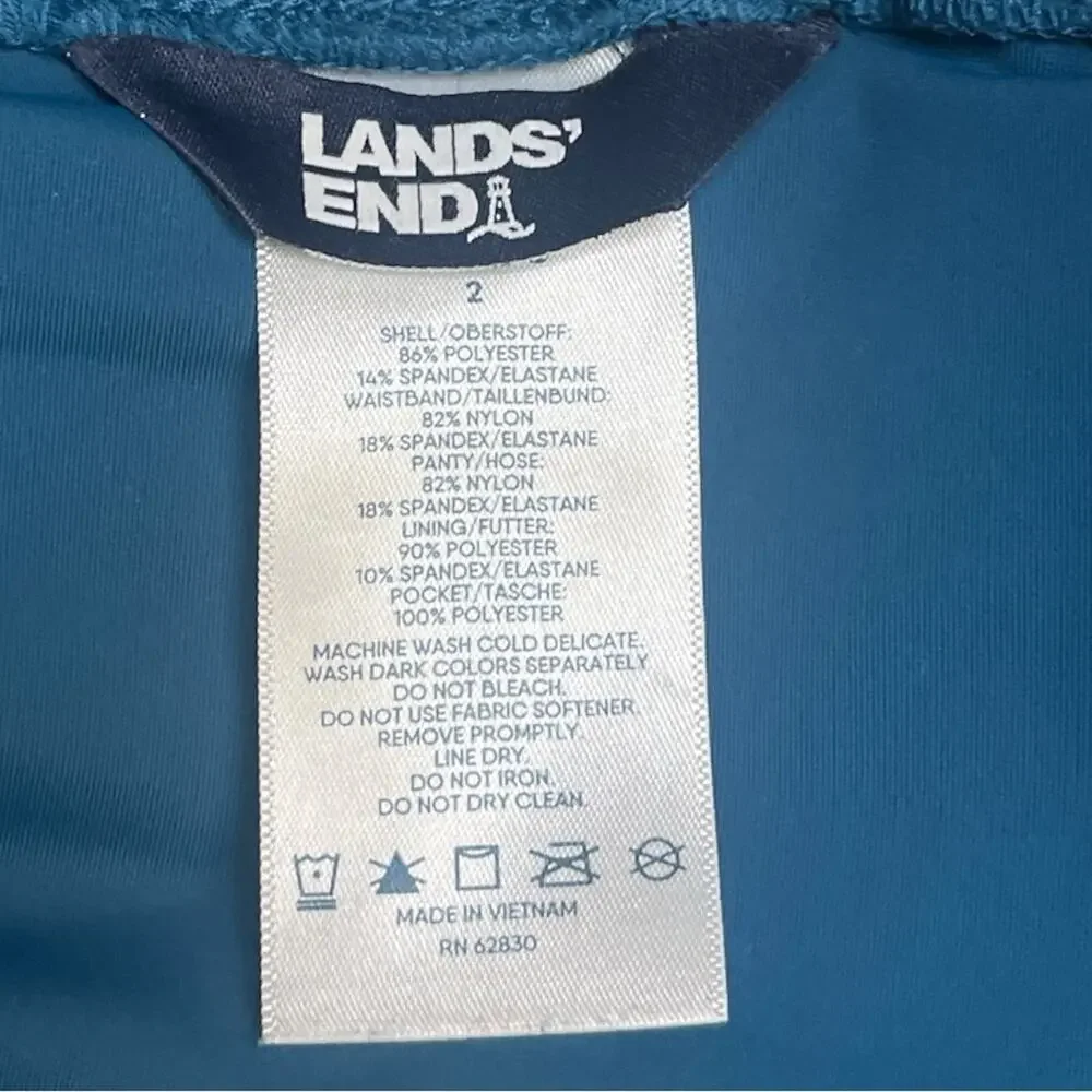 Lands’ End Quick Dry Swim Short With Lining Teal Size 2 Modest Beach